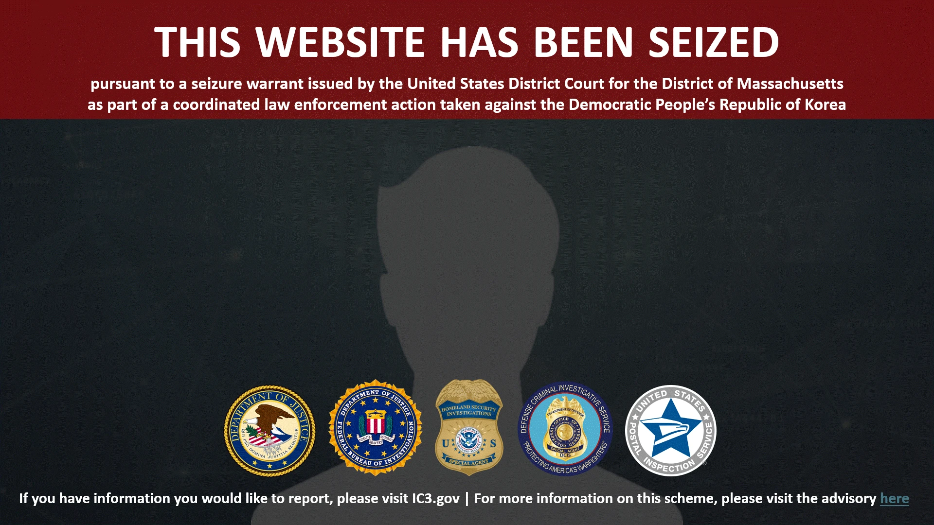 DPRK IT Workers 2 website seizure banner