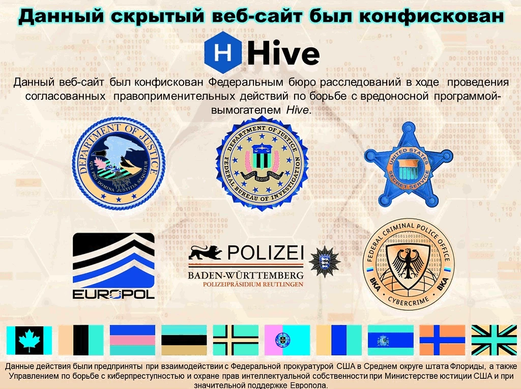 Hive website seizure banner