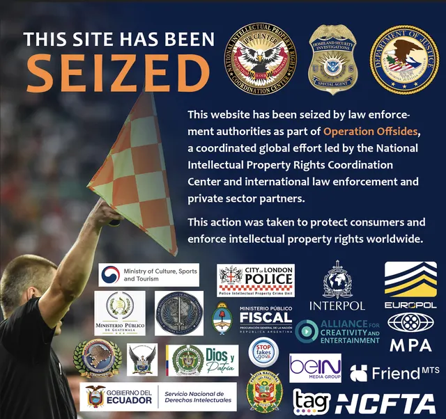 Operation Offsiders 2 website seizure banner