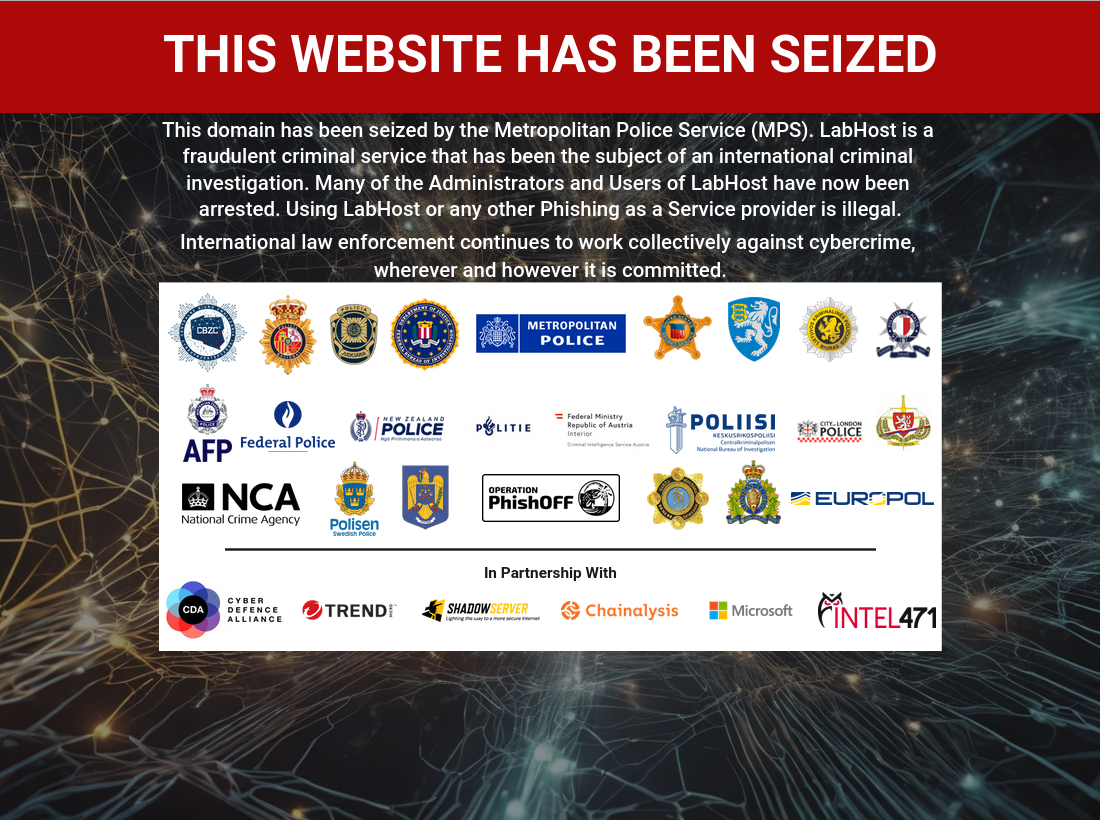 LabHost website seizure banner