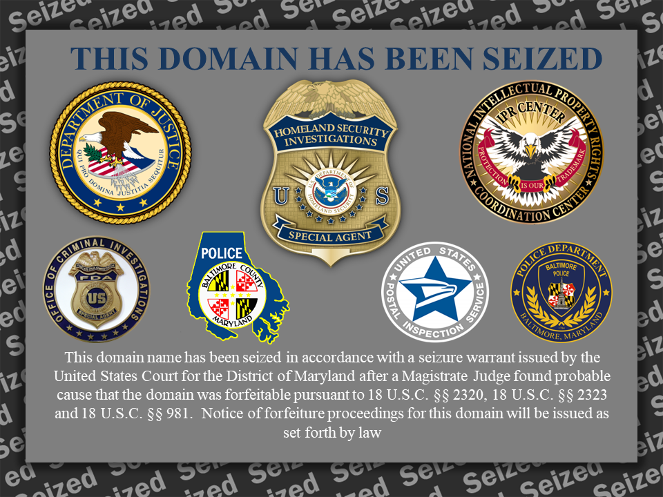 Kingsmark Pharma website seizure banner