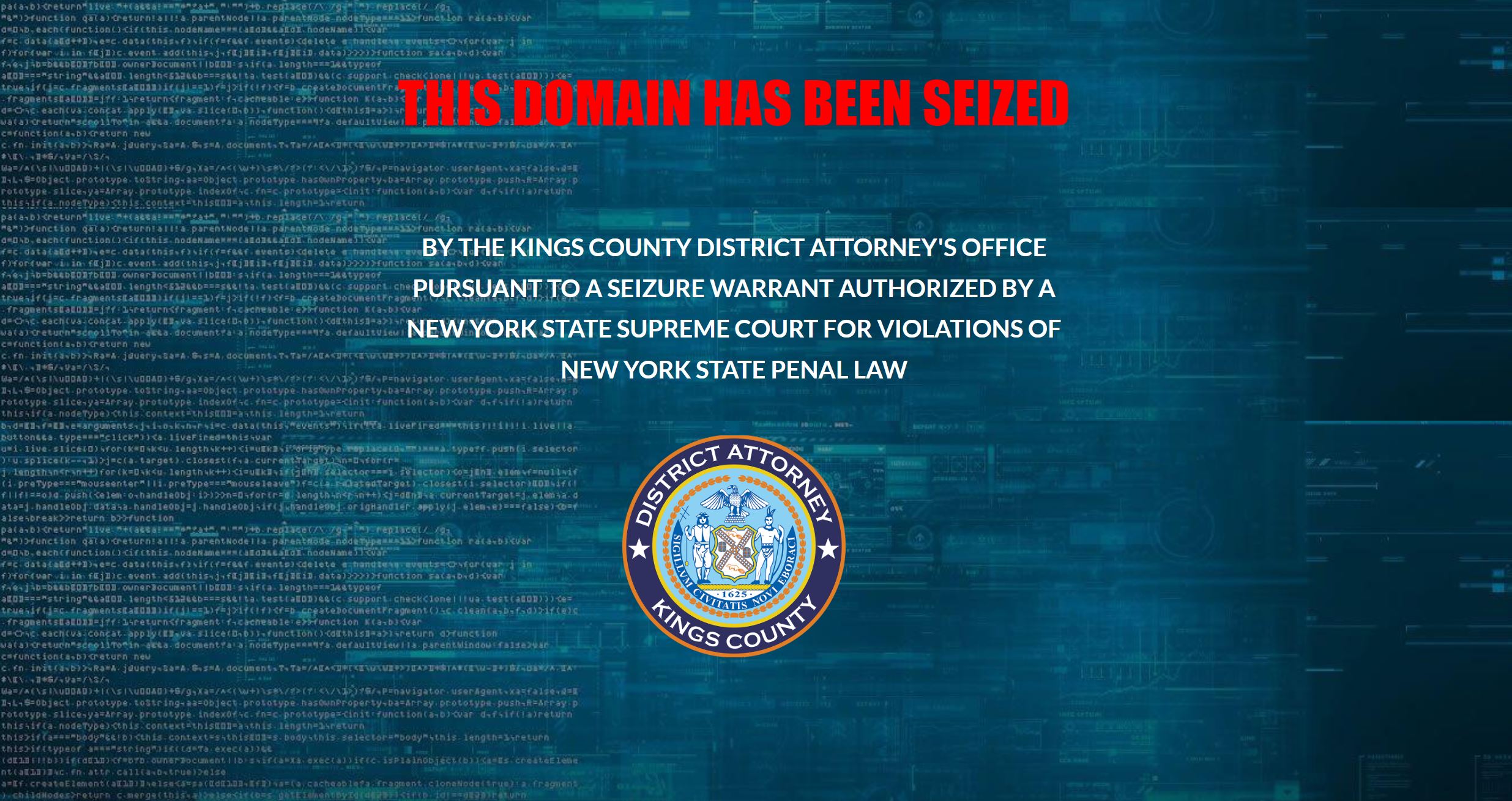 Cryptocurrency scam 3 website seizure banner