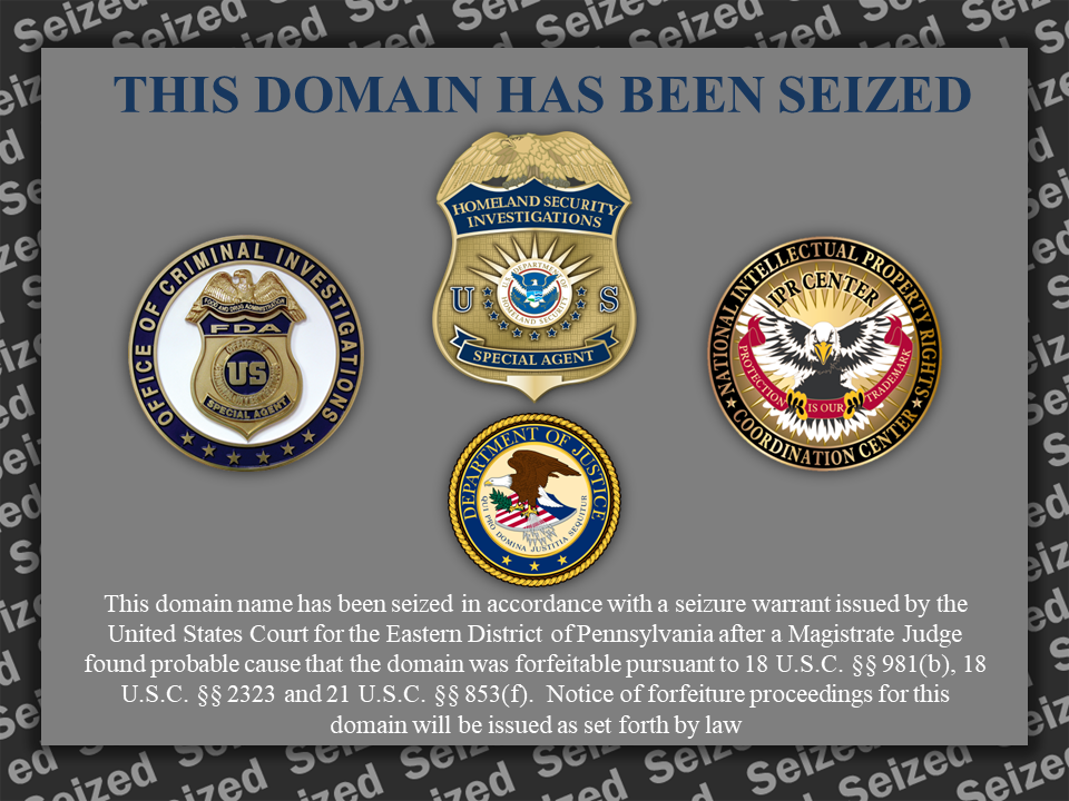 Sexpillshop.com website seizure banner
