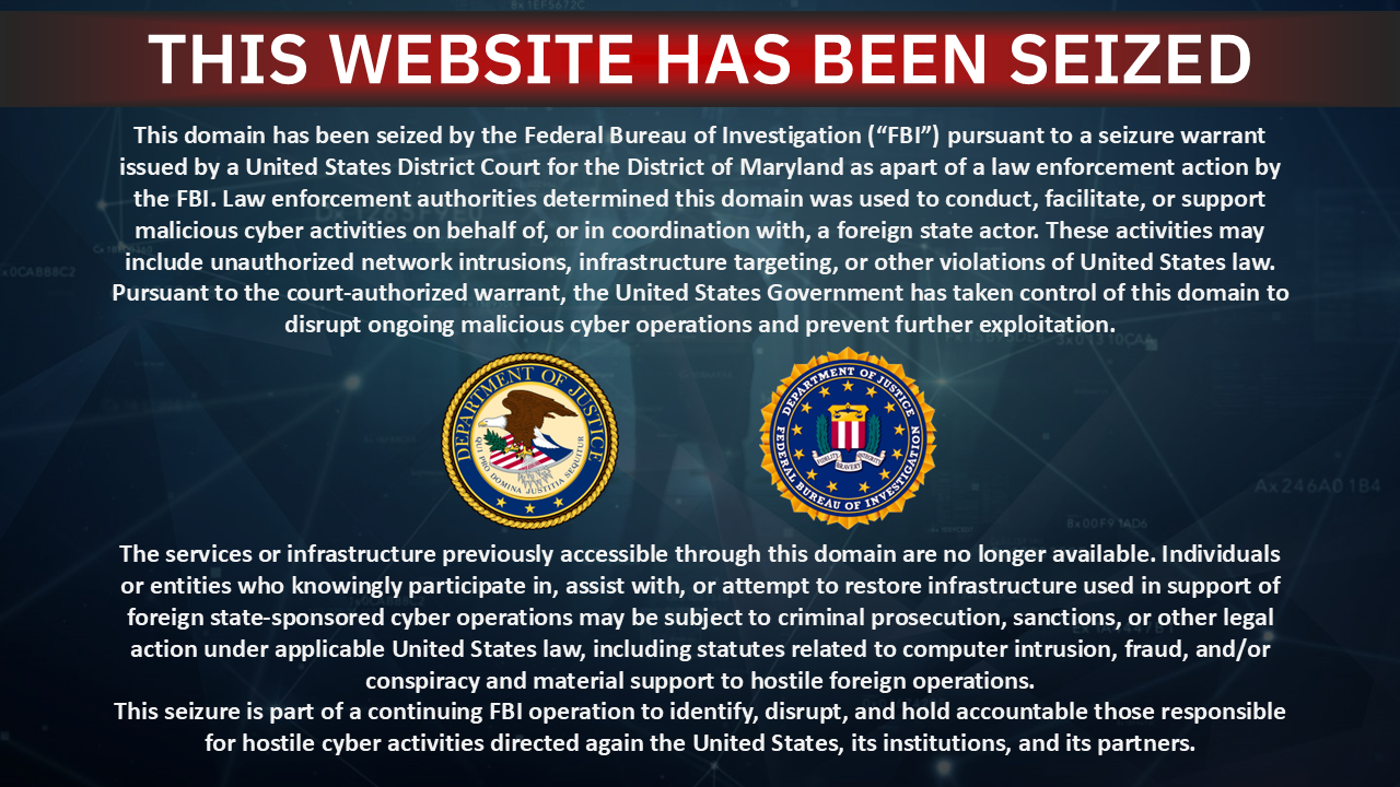 Handala website seizure banner