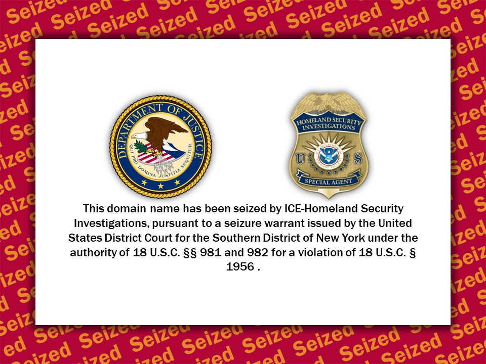 CoinDawg website seizure banner