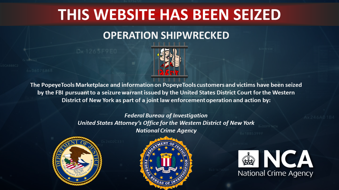 PopeyeTools website seizure banner