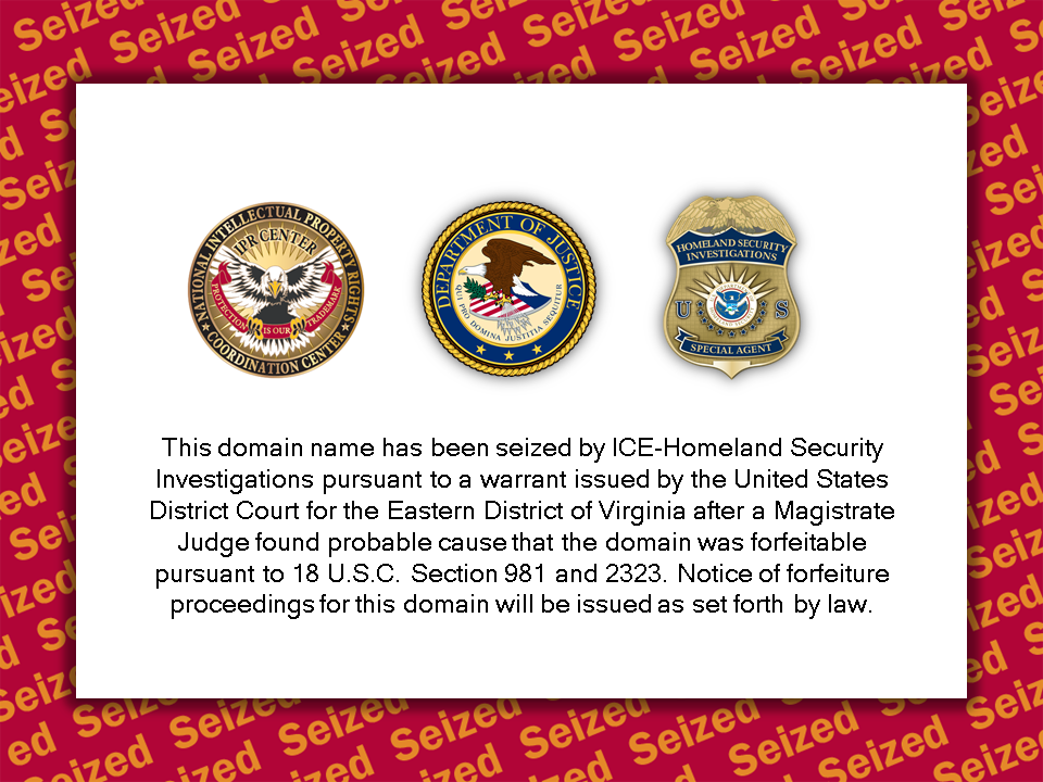COVID-19 Fraud Scheme 3 website seizure banner