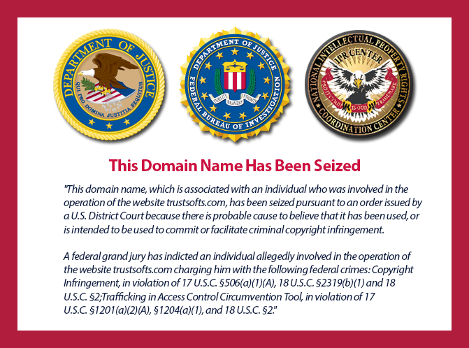 Fake Microsoft website seizure banner