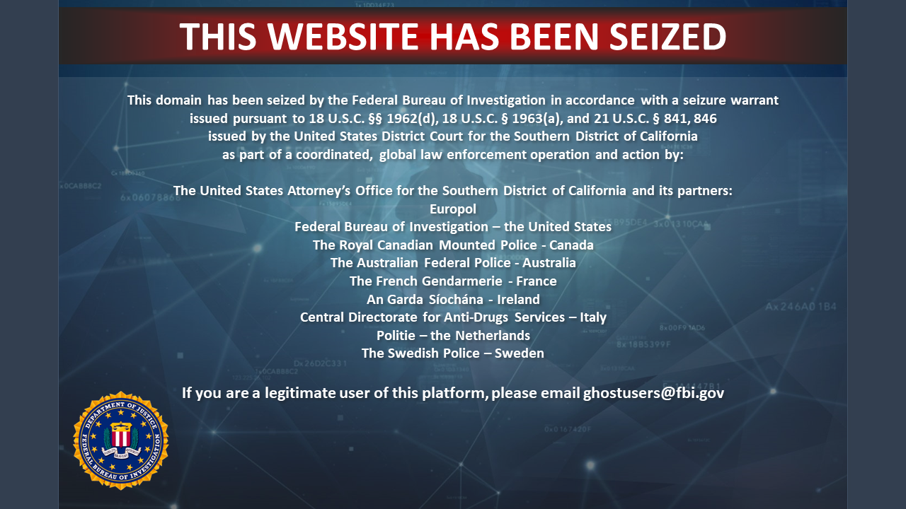 Ghost website seizure banner