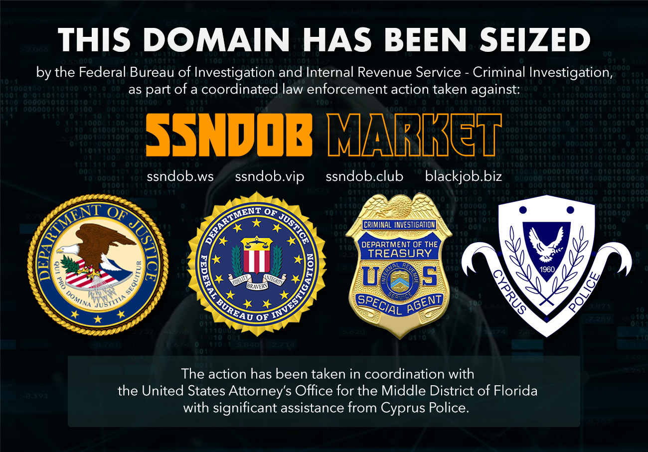 SSNDOB website seizure banner