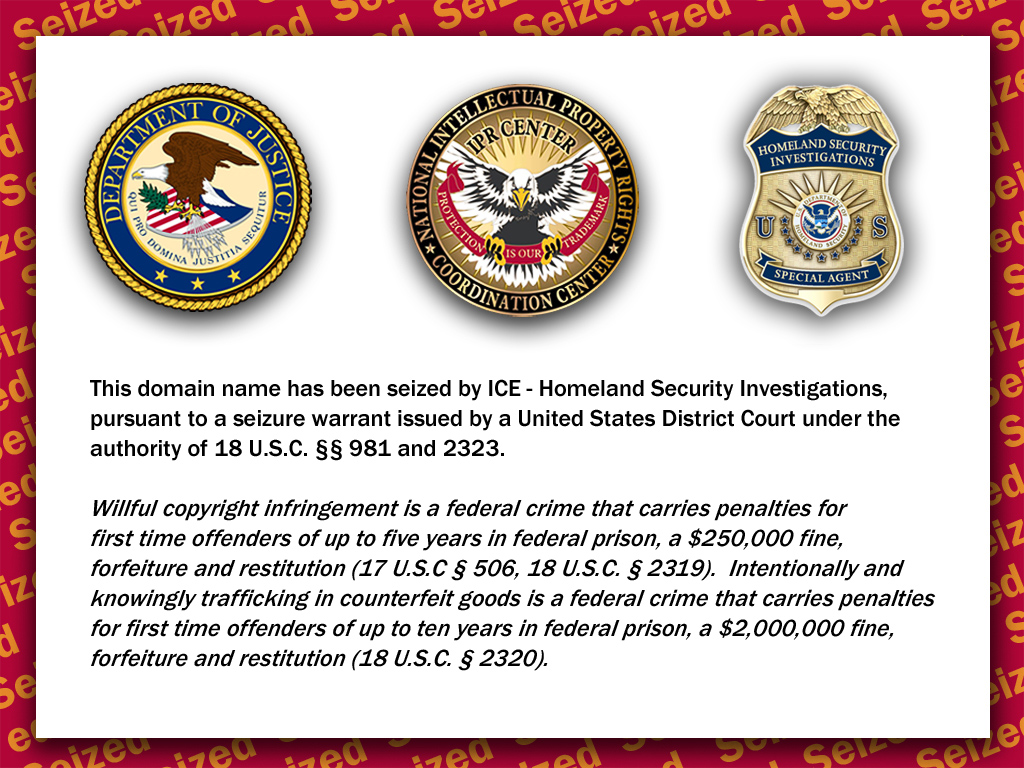 Cyber Monday Crackdown website seizure banner