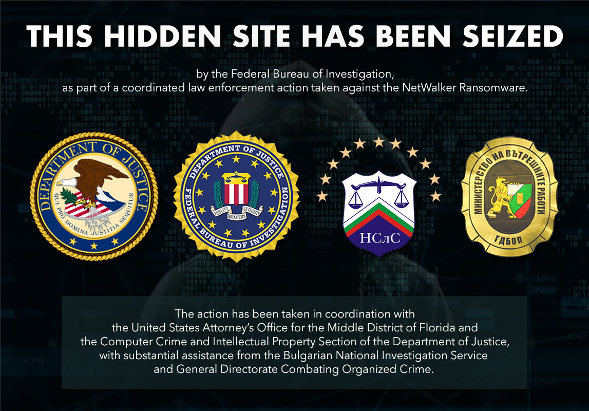 NetWalker website seizure banner