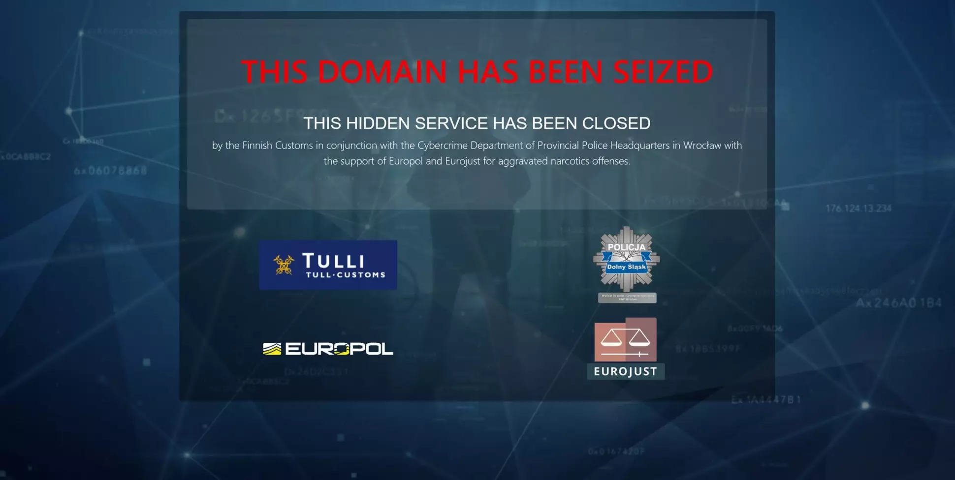 Sipulimarket website seizure banner