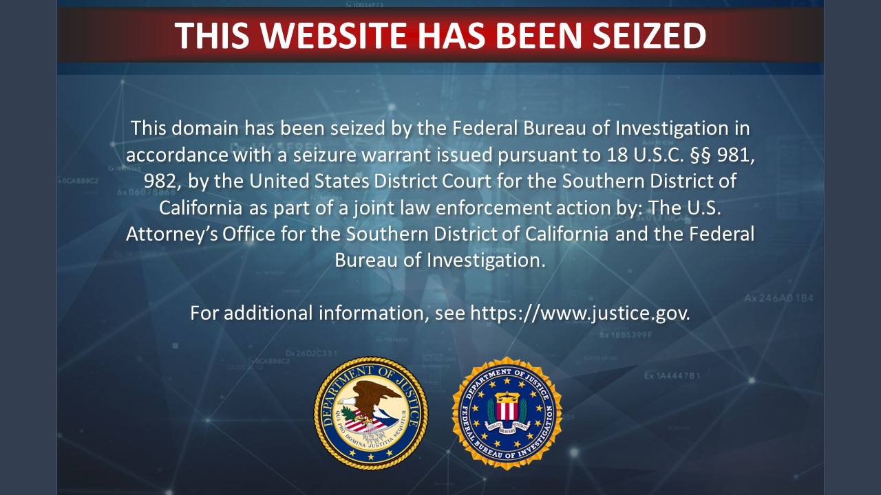Fake Manscaped website seizure banner