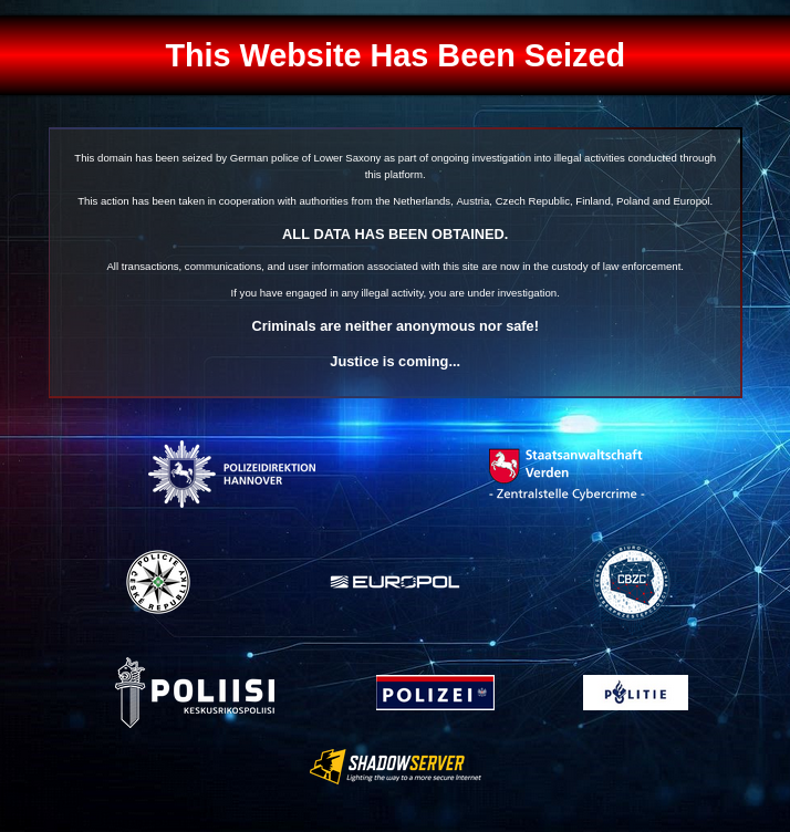Manson Market website seizure banner