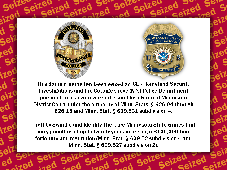 Fake Biscoe Trucking website seizure banner