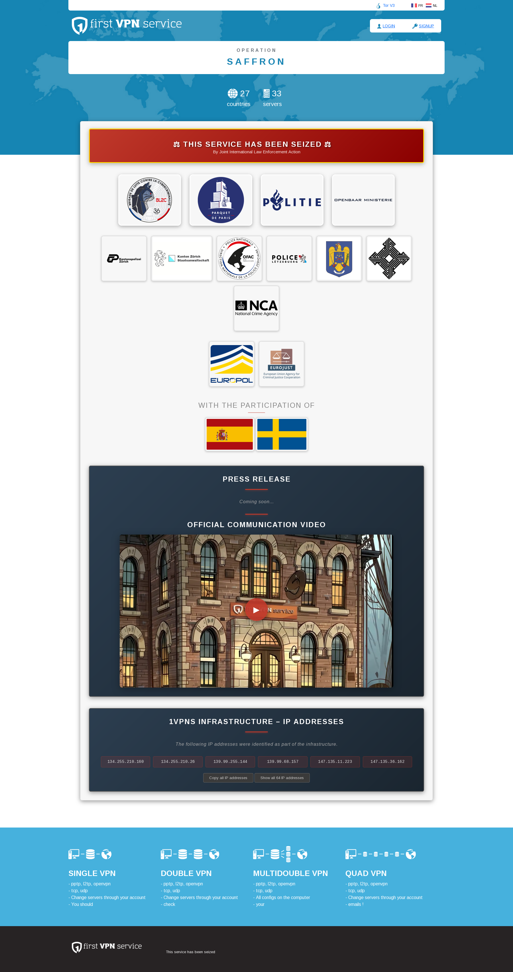 Operation Saffron website seizure banner