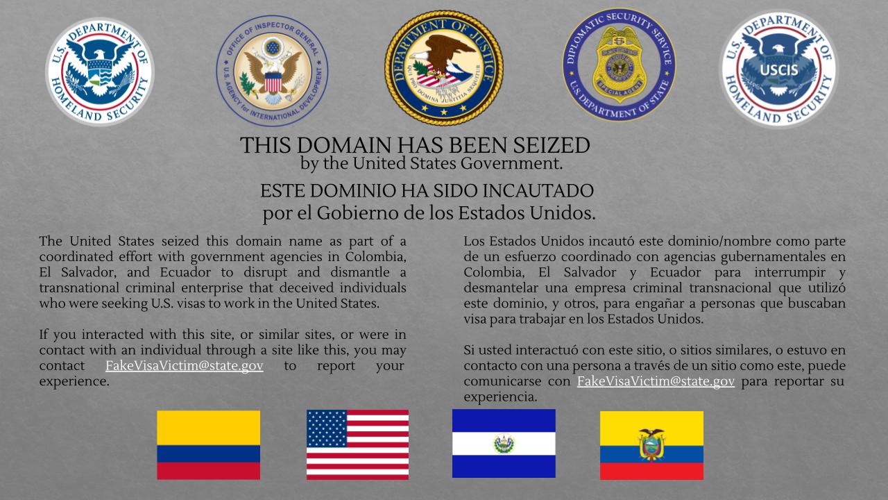 Uscisinmigration.info website seizure banner