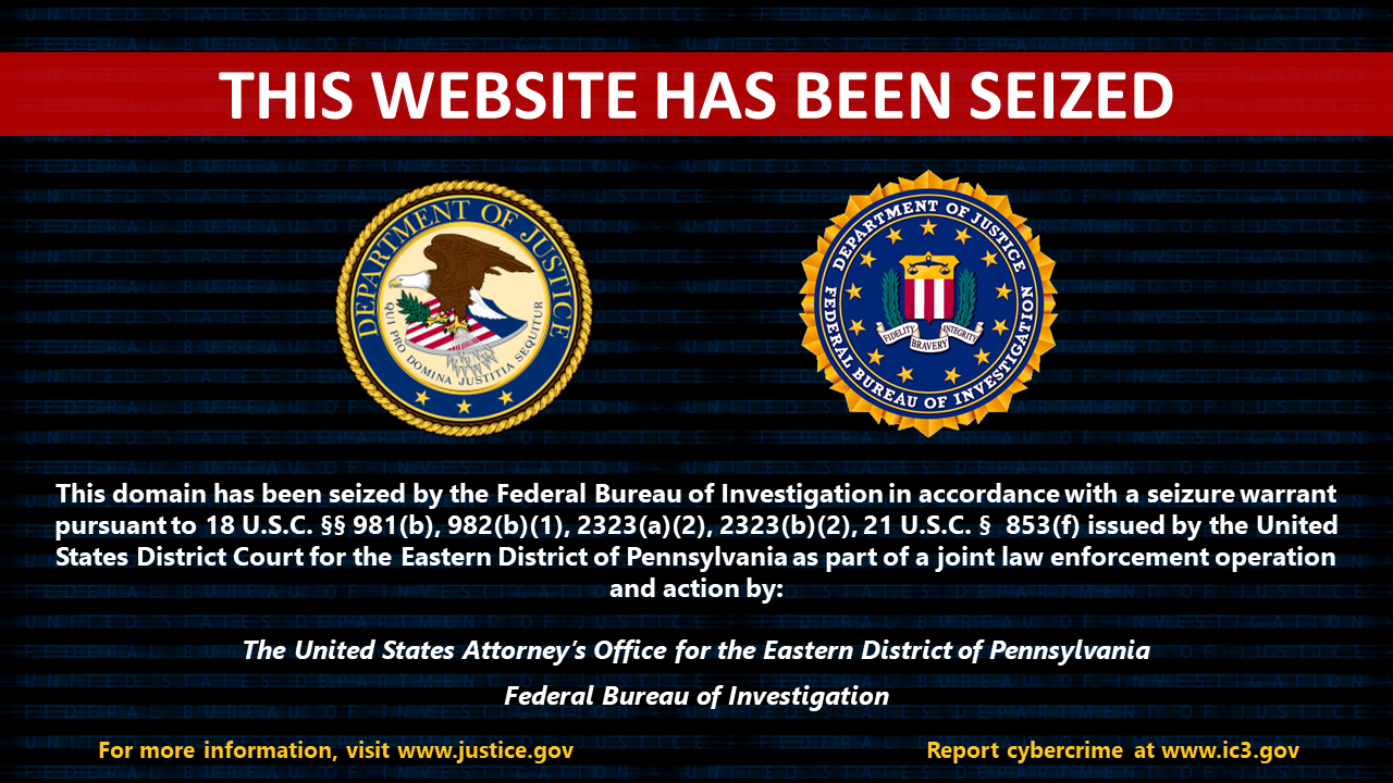 Doppelgänger website seizure banner