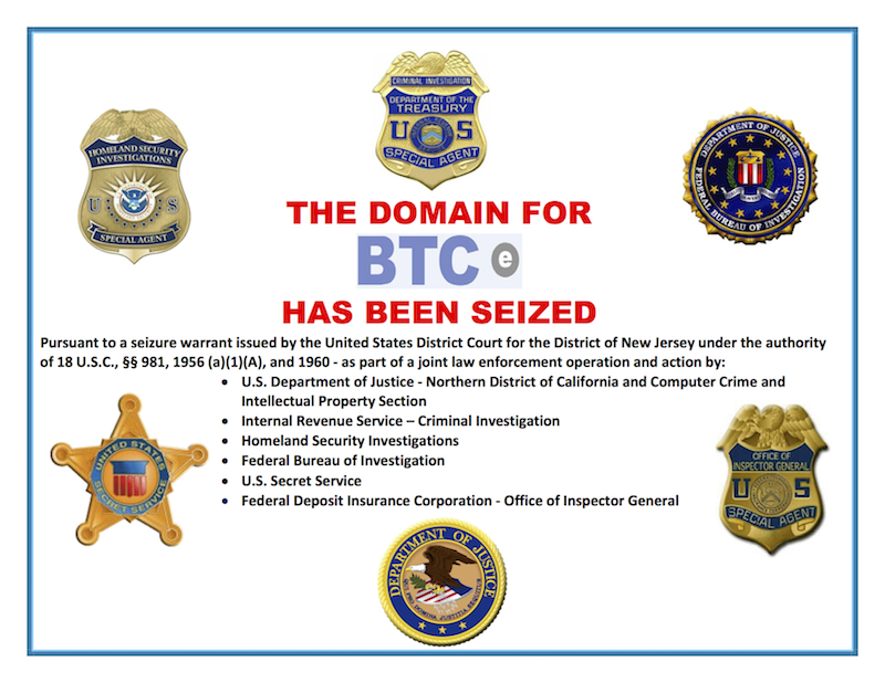 BTC-e website seizure banner