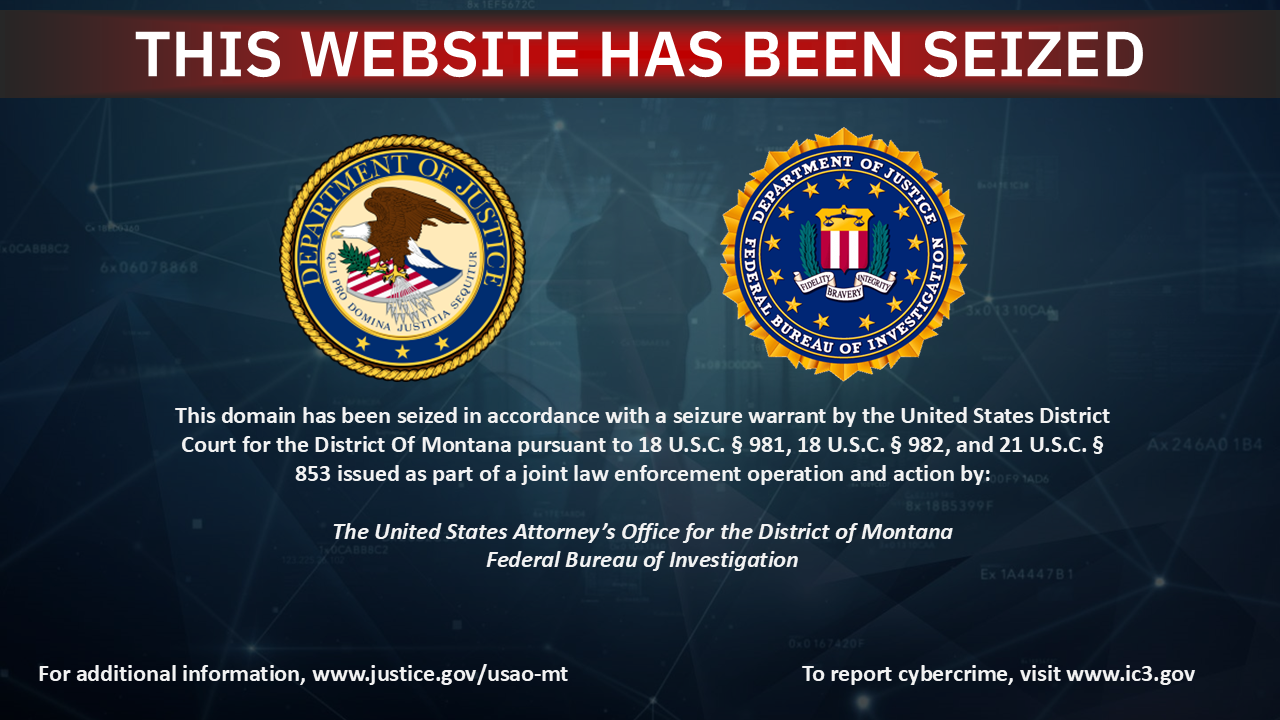 Starpronto.vip website seizure banner