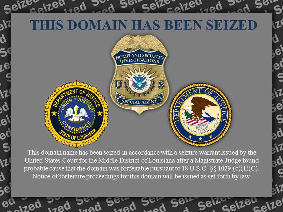Miami's Gift Card Shop website seizure banner