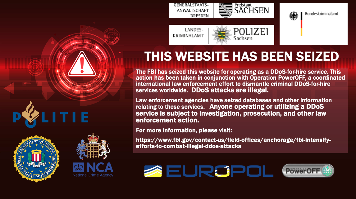 Stresser.tech website seizure banner