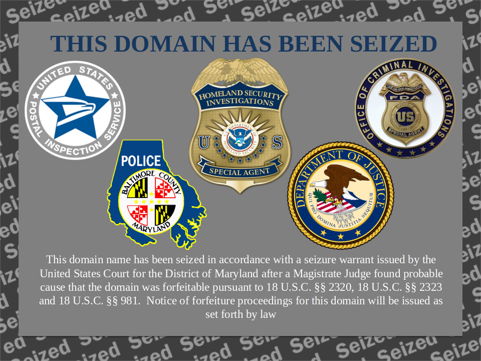 COVID-19 Fraud Scheme 5 website seizure banner