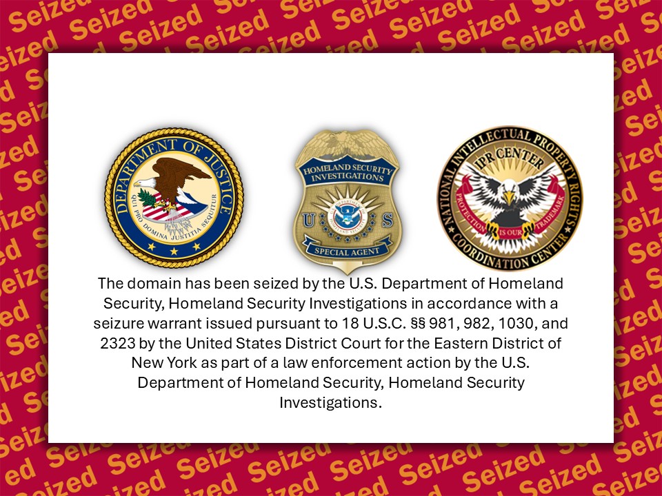 247TVStream website seizure banner