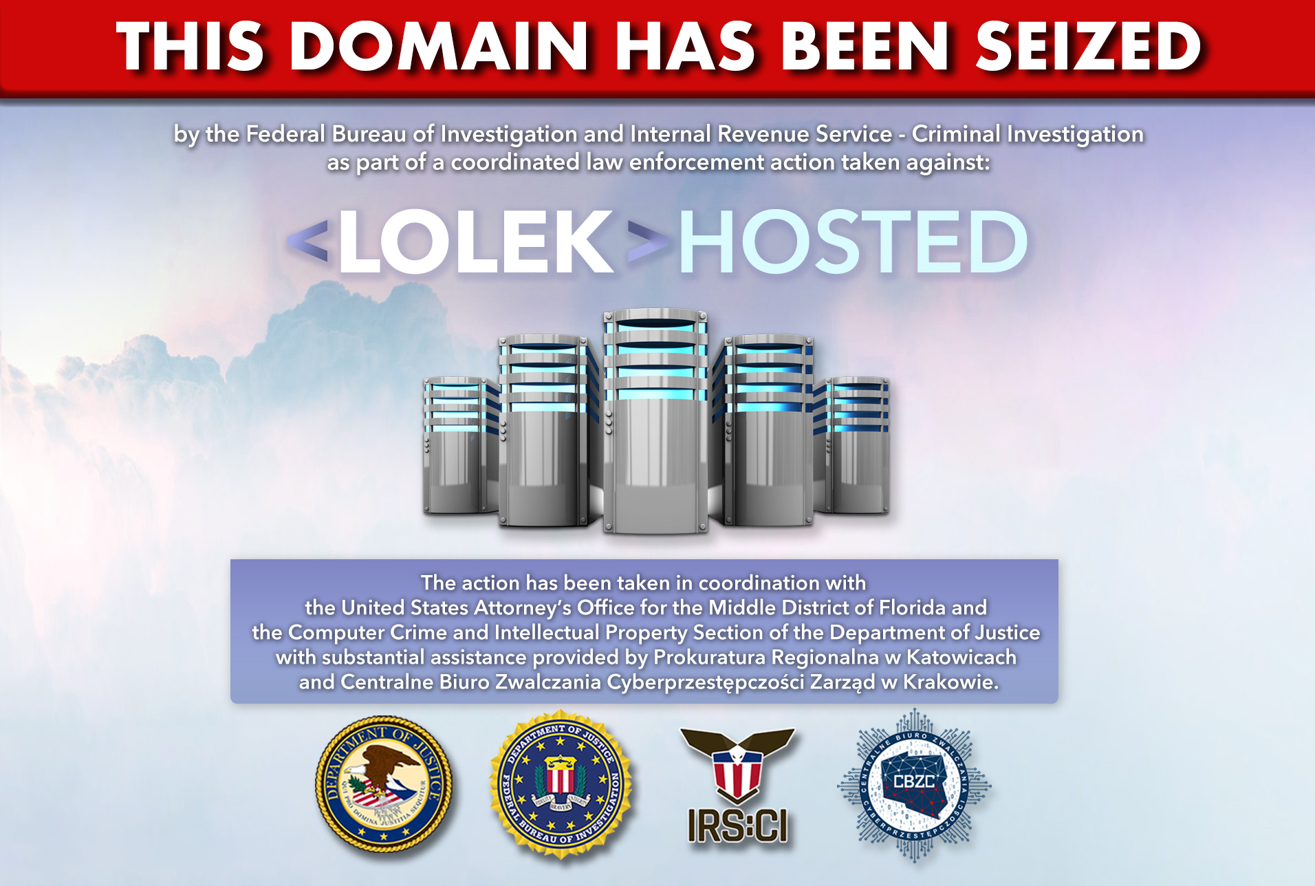 LolekHosted website seizure banner