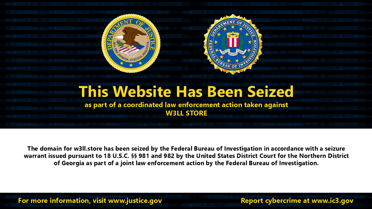 W3LL website seizure banner