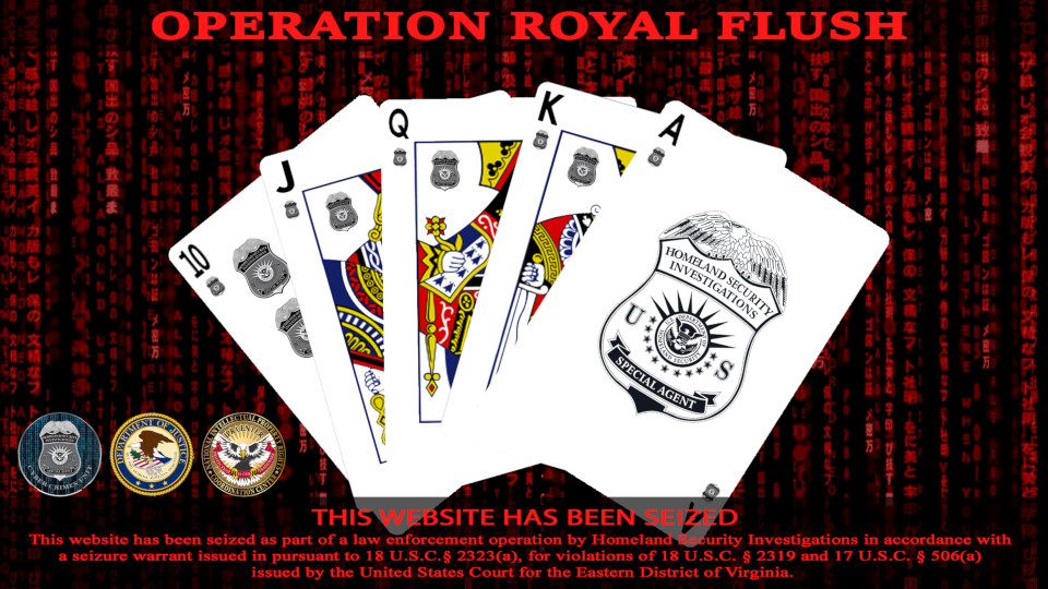 Operation Royal Flush website seizure banner