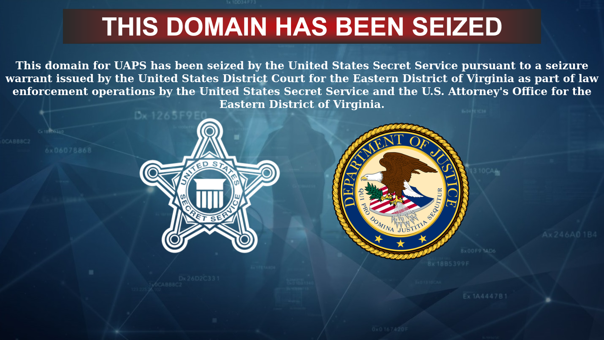 UAPS website seizure banner